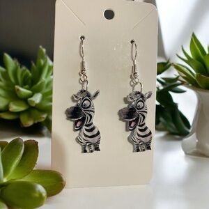 Cartoon zebra acrylic earrings